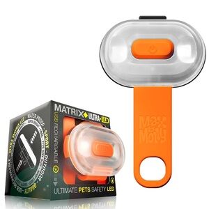 Orange LED Dog Safety Light - Rechargeable Pet Visibility